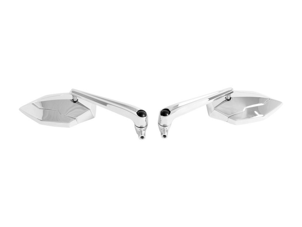 Highway Hawk Motorcycle Mirror Set "Griffith" chrome with E-Mark, with Yamaha + HD adapter (2 pieces)