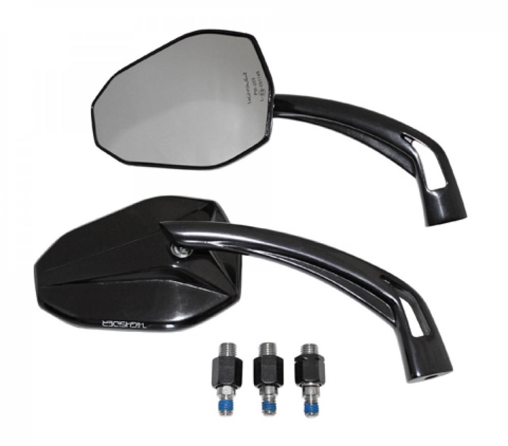 Highway Hawk HIGHSIDER VICTORY mirror black, M10 x 1.25 mm with left-hand thread for Yamaha - E-approved (1 set)