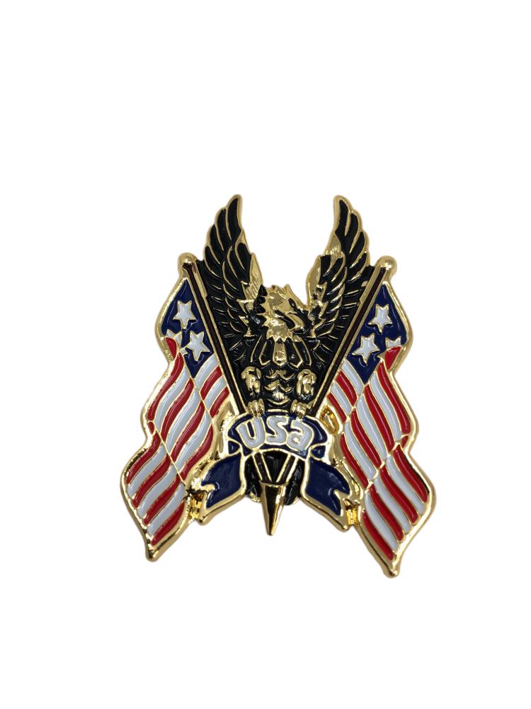Highway Hawk emblème "Eagle USA flag" en or 6 cm de large à coller