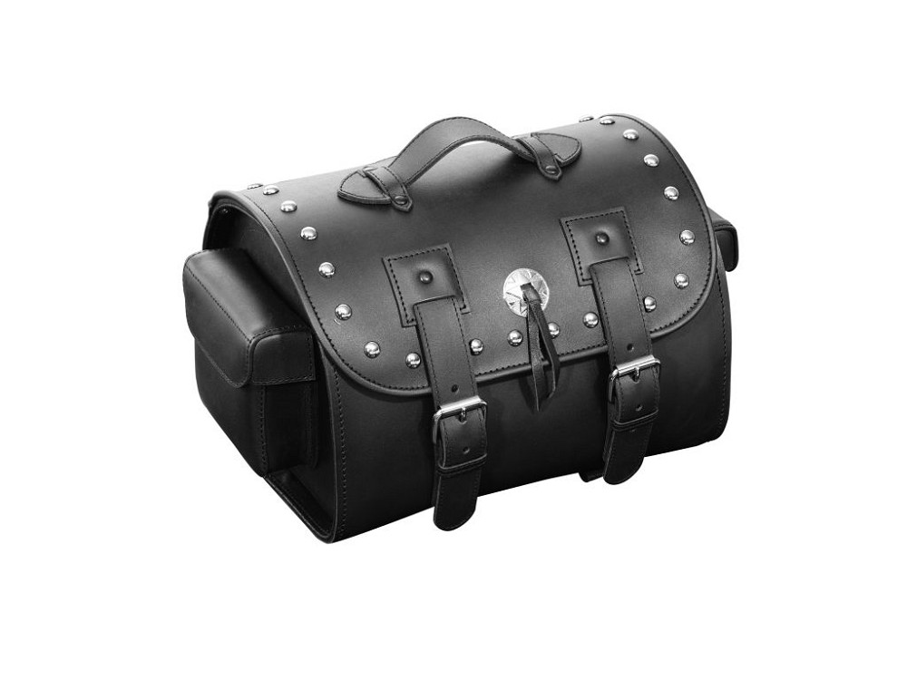 Highway Hawk Suitcase "Orlando" (1Stück) in black real leather with studs H = 24cm L = 40cm D = 28cm