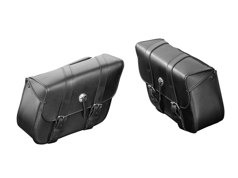 Highway Hawk Saddle Bag Set (2 pieces) "Houston" in black real leather H = 26cm L = 36cm D = 14cm