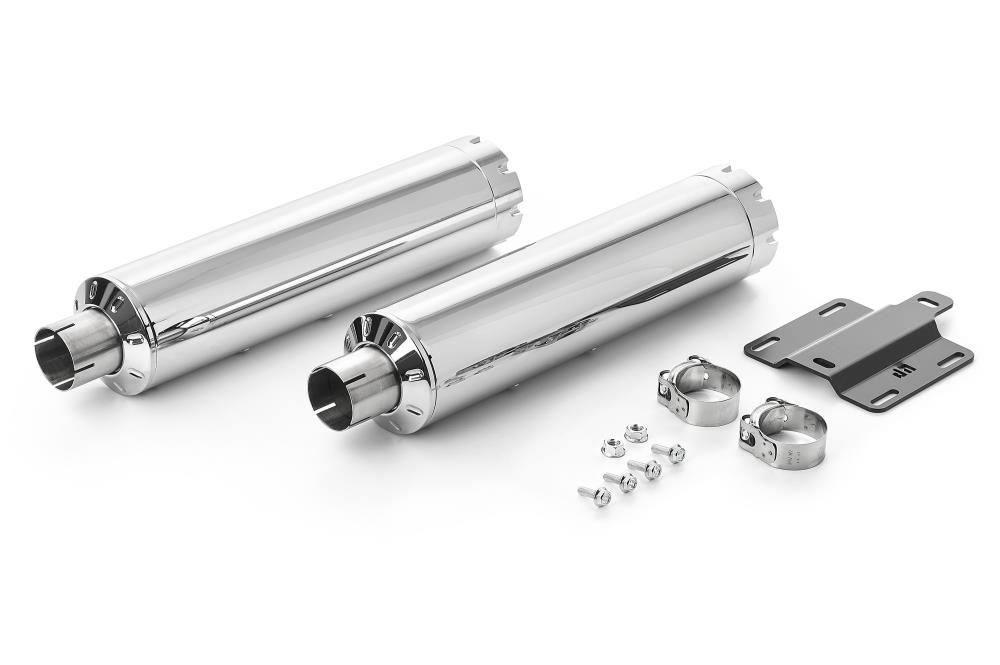 Highway Hawk Exhaust set slip-on system "Straight cut" chrome for Indian SCOUT '2021