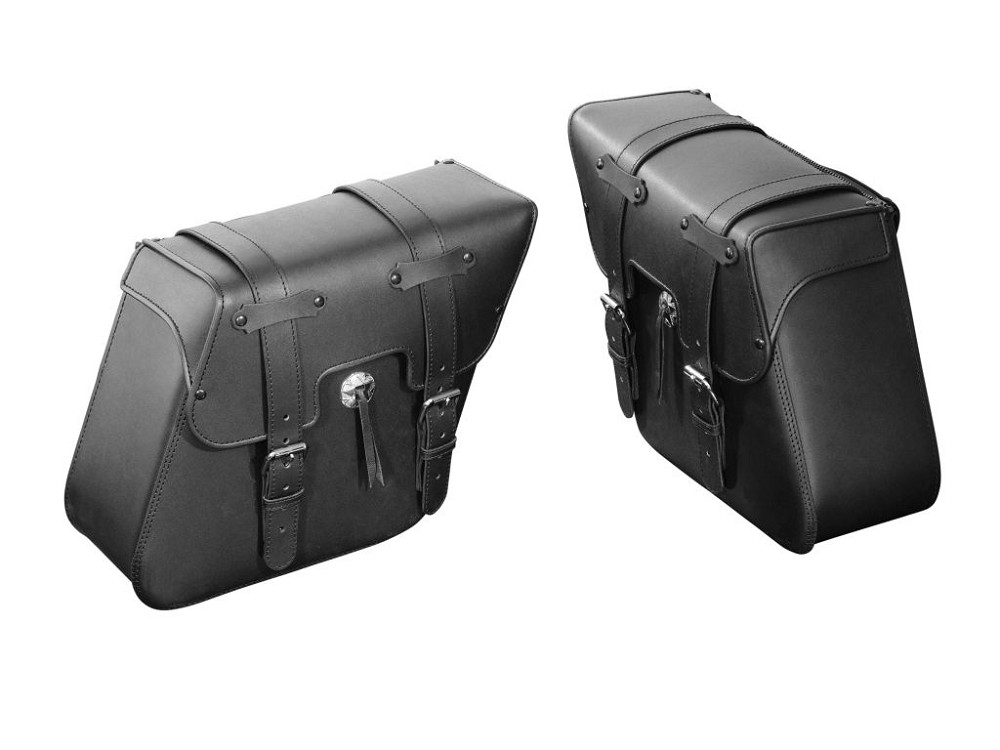 Highway Hawk Saddle Bag Set (2 pieces) "Colorado" in black real leather H=34cm L=48cm D=14cm