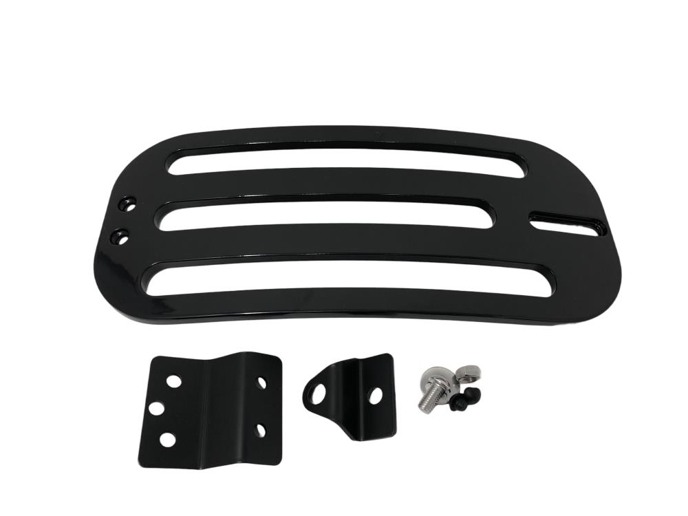 Portapacchi Highway Hawk Solo Rack "Billet" in nero lucido - completo di staffa per Harley-Davidson Sportster '91-up/ Dyna'96-up/Softail '84-up