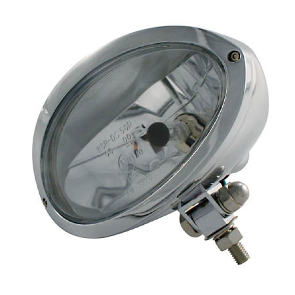HIGHSIDER headlight IOWA, oval - chrome/clear glass - lower mounting, H4, 12 V 60/55W E-approved (1 piece)