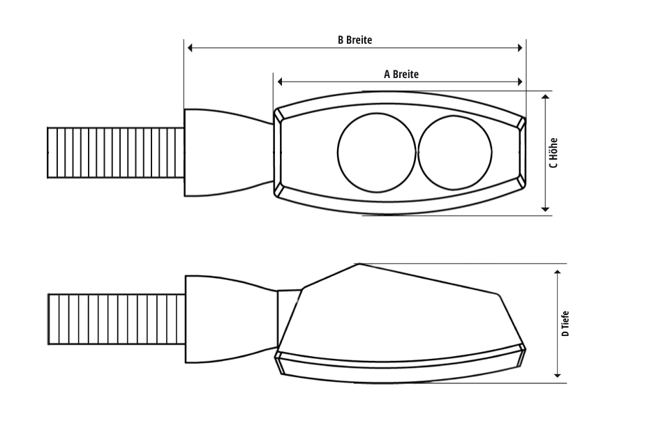 Set di indicatori di direzione (2 pezzi) "COLORADO" combinazione di luce posteriore, freno e indicatore di direzione in nero con E-mark - con filettatura M10