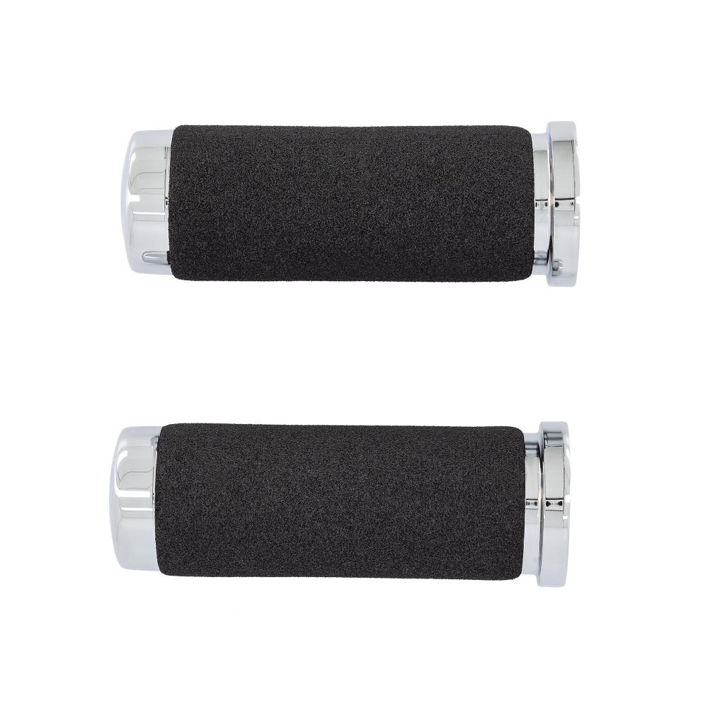 Highway Hawk grip covers handlebar grips "sponge rubber" with chrome end cap for 1" (25,40 mm) sans support de câble d'accélérateur - sans embouts amovibles