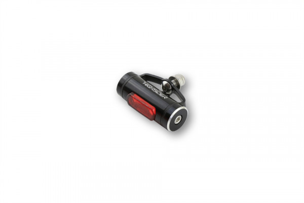 HIGHSIDER CONERO T1 LED Feu arrière boîtier rond en aluminium, anodisé noir, verre rouge, homologué E. (1 pièce)