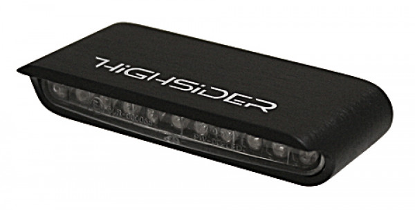 Feu arrière Highsider avec Power-LED Boîtier en aluminium noir Homologué E (1 pièce)