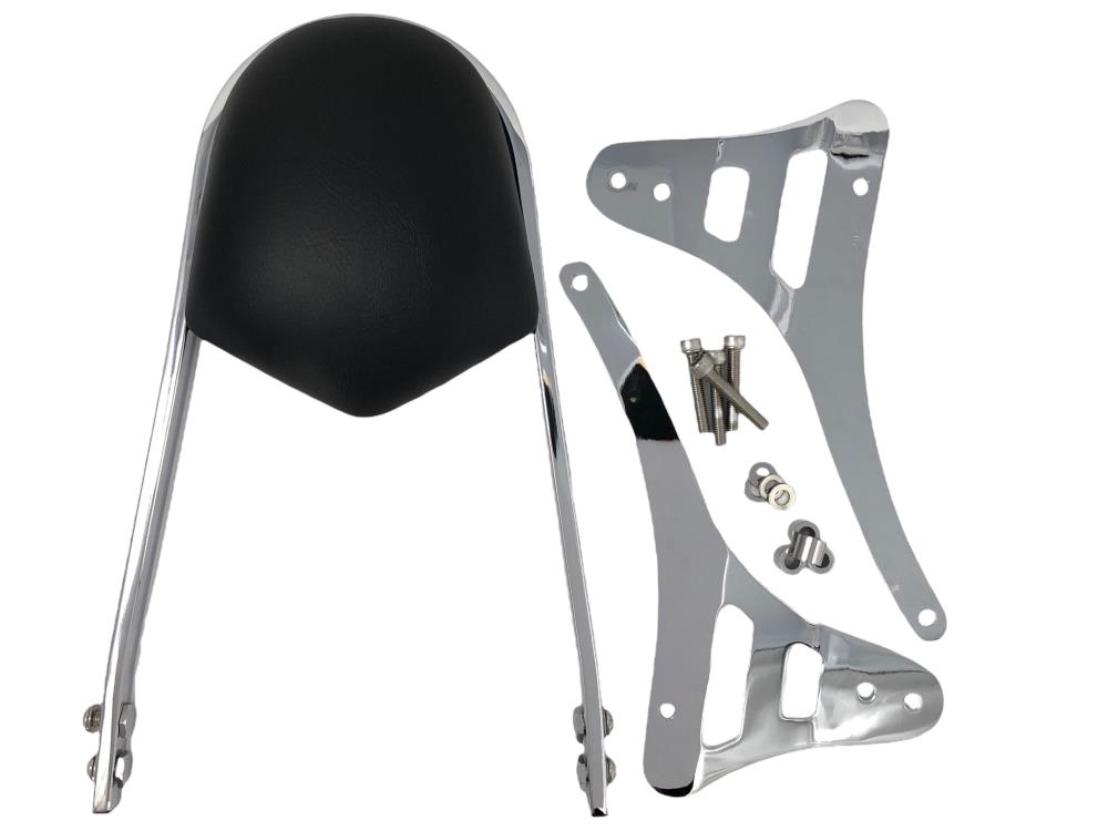 Highway Hawk Sissy Bar "Wide" for Yamaha XVS 1100 Drag Star Classic - Height from fender approx. 400 mm high in chrome - complete with brackets