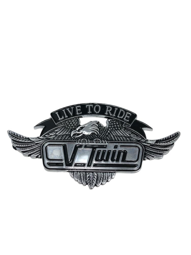 Highway Hawk Emblem V Twin "Live to Ride" avec emblème d'aigle 110mm de large à coller