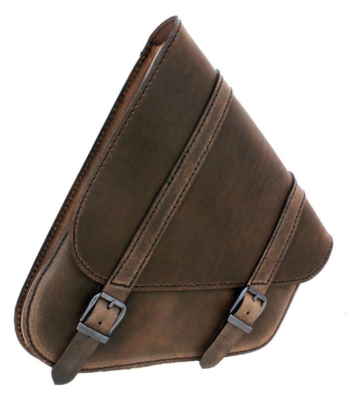 Ledrie swingarm bag "left" leather brown W=26xD=10xH=35/15cm 6,5 liters for Harley Davidson Softail models from 2018 - UP