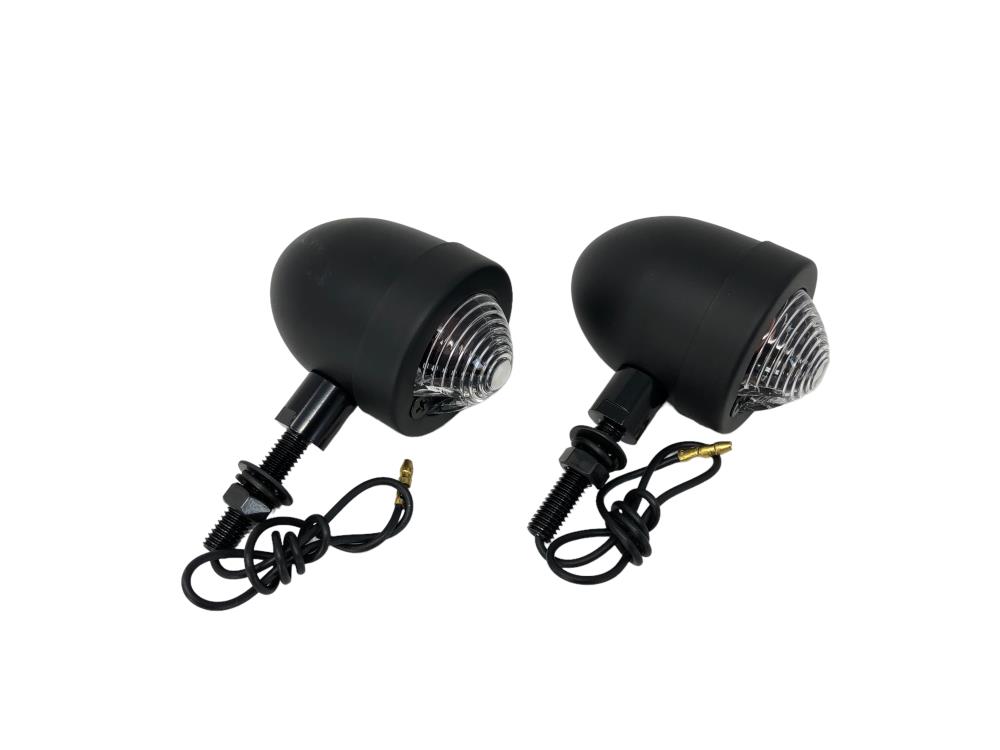 Highway Hawk Turn Signal "Bullet light small" black with amber lens /  M8 mounting 12V21W (2 Pcs)
