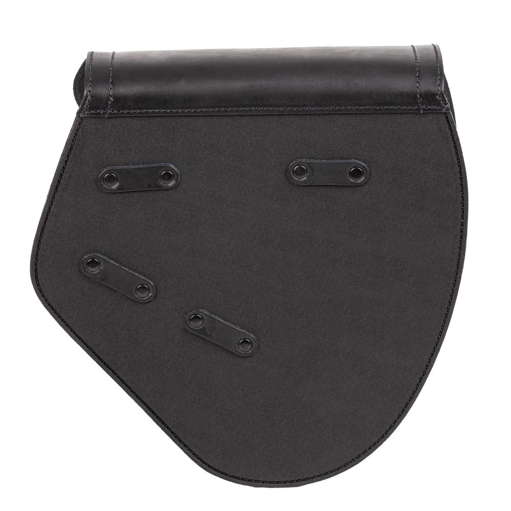 Ledrie swing bag Round "left" de cuero negro W=34.5xD=14xH=37/20cm 9 litros para modelos Harley Davidson Softail a partir de 2018