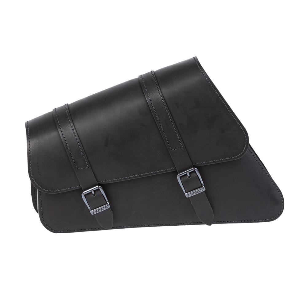 Ledrie leather frame bag black W=28/37x D=9x H=16,5/27 cm 6,5 liters for Harley Davidson Sportster/ Suzuki/Yamaha (1 piece)