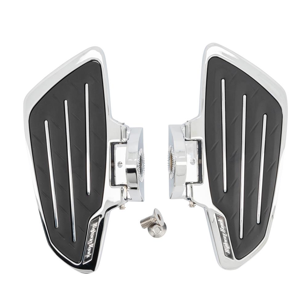 Highway Hawk Floorboard Set for passenger "New Tech Glide" chrome Yamaha XVS 650/1100 Drag Star - Classic with ABE