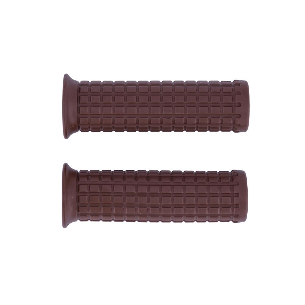 Highway Hawk Handgrips "Tuck N Roll Brown" for 7/8" (22 mm) handlebars without throttle assembly - without removable end-caps