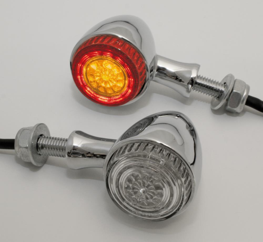 Highway Hawk Turn signal set (2 pieces) "COLORADO" taillight, brakelight and turn signal combination in chrome with E-mark - M10 thread