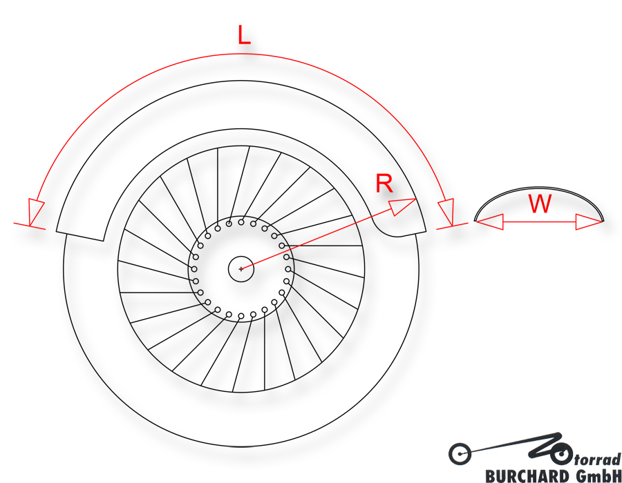Parafango moto "Bobber Round" per ruote posteriori 15" - 17" acciaio grezzo