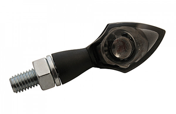 Highway Hawk HIGHSIDER indicatore singolo a LED "PEN HEAD" alloggiamento in metallo nero - stelo corto - vetro trasparente - marchio E (1 set)