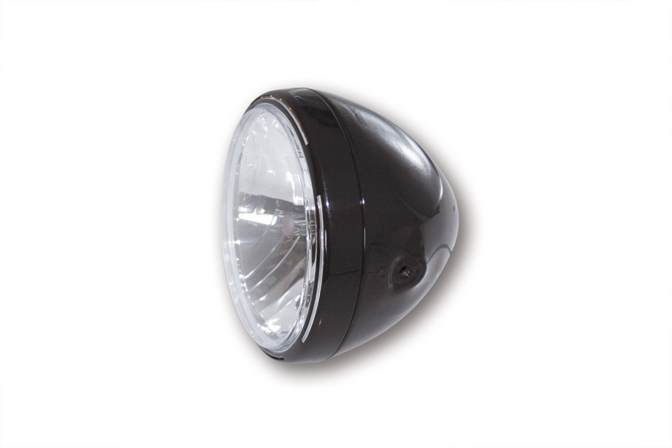 Highway Hawk headlight with LED "SHIN YO 7 inch Reno 2" in black with E-mark H4