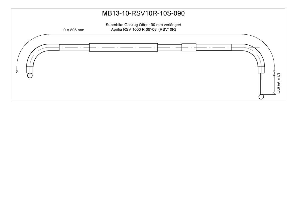 Burchard Excellence Superbike cable del acelerador A "abridor" +9.0cm extendido negro Aprilia RVS 1000 R 06-08