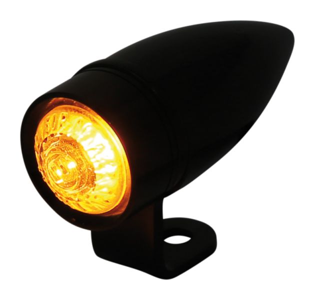 Highway Hawk LED Turn Signal MONO BULLET SHORT LED turn signal with CNC housing and holder black with E-Mark
