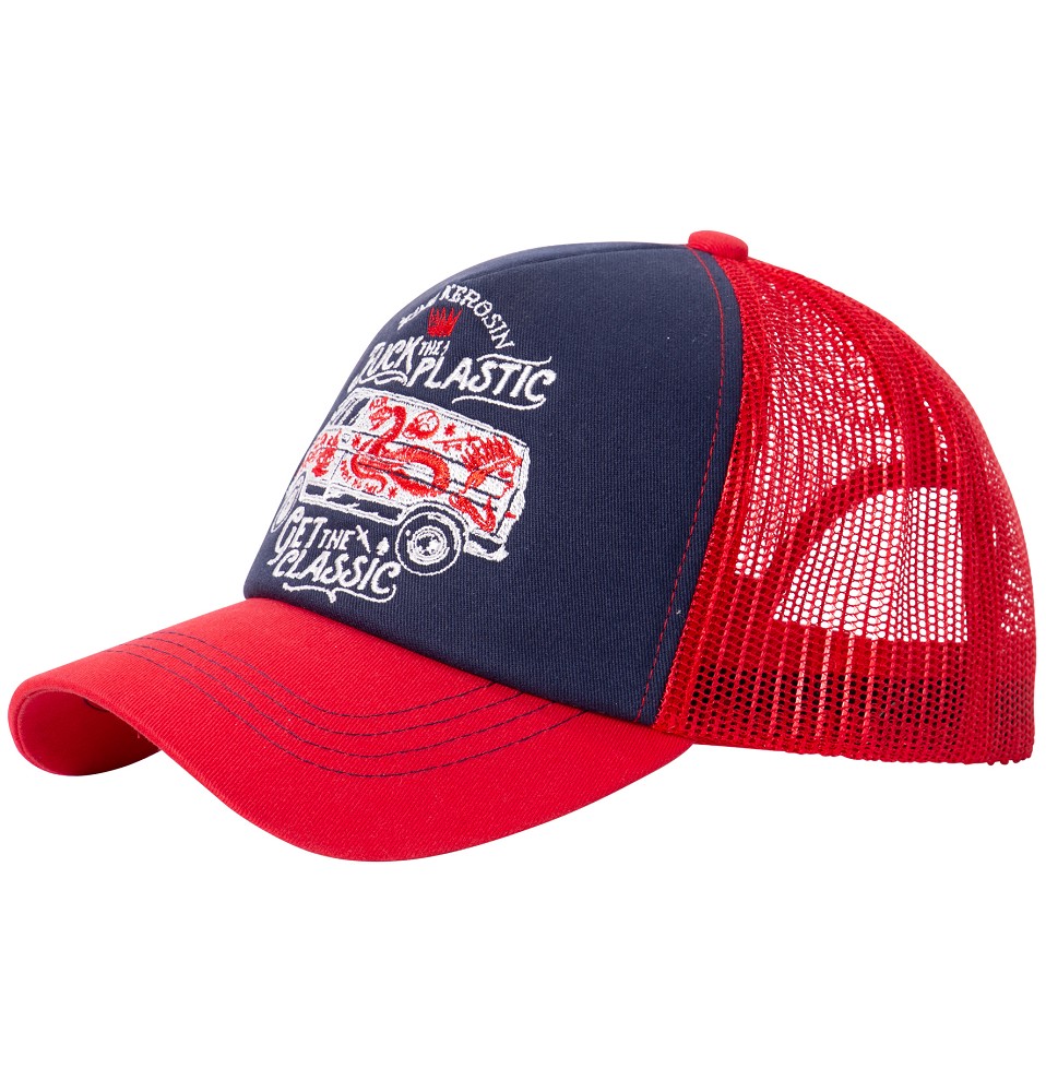 Men's Cap "Fuck the Plastic"- Blue and Red - Universal