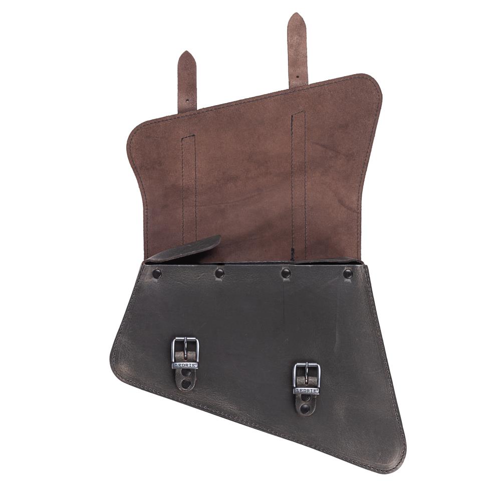 Ledrie leather frame bag brown W=28/37x D=9x H=16,5/27 cm 6,5 liters for Harley Davidson Sportster/ Suzuki/Yamaha (1 piece)