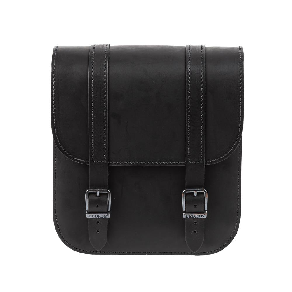 Ledrie swingarm bag "left" leather black W=26xD=10xH=28cm 7,5 liters for Harley Davidson Softail till 2017 (1 piece)