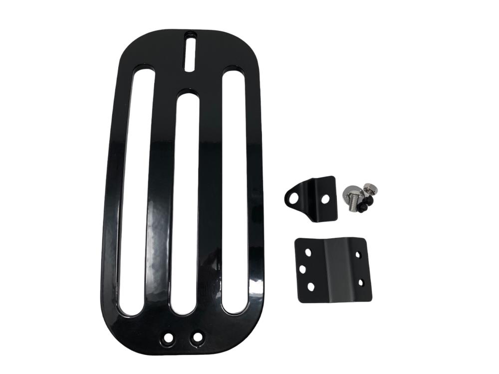 Portapacchi Highway Hawk Solo Rack "Billet" in nero lucido - completo di staffa per Harley-Davidson Sportster '91-up/ Dyna'96-up/Softail '84-up