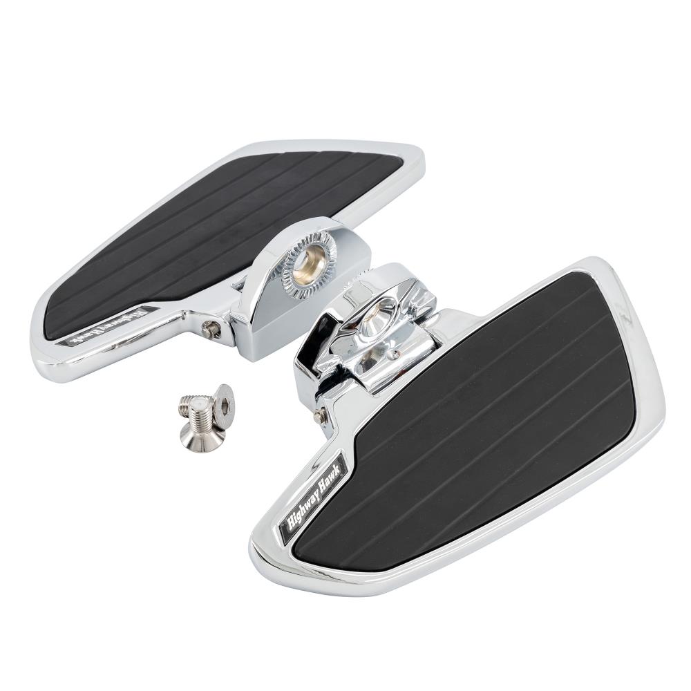 Highway Hawk Floorboards Set (2 pieces) "Smooth" chrome without vehicle specific adapter