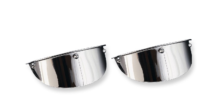 Highway Hawk Headlight Visor "Plate" in chrome for Spotlights with 115mm (4,5") diameter - (1 Pair)